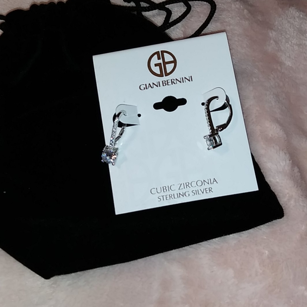 ⏬NWT GIANI BERNINI CZ DANGLING STER SILV EARRINGS - Picture 3 of 9